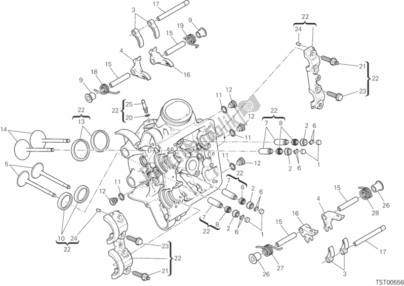 Alle onderdelen voor de Horizontale Cilinderkop van de Ducati Multistrada 1200 S Touring USA 2015